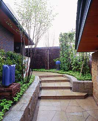 優しい緑で出迎えるアプローチ