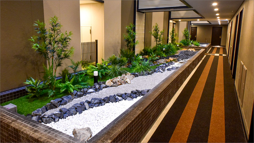 アパホテル名古屋駅前 中庭と外構植栽工事