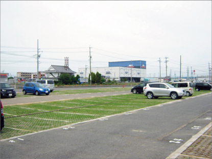 大型工場の既存駐車場を緑化ブロックへ