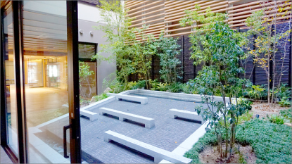 西淀川区特別養護老人ホームの壁面緑化と外構緑化工事