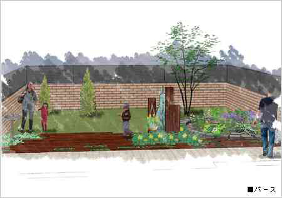 人の集まる庭パース