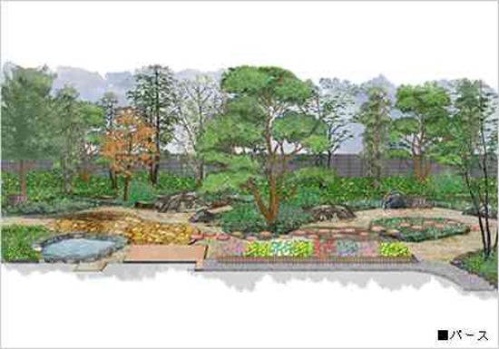 水のある庭パース