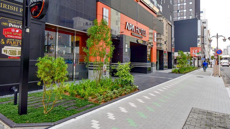 アパホテル名古屋駅前 中庭と外構植栽工事