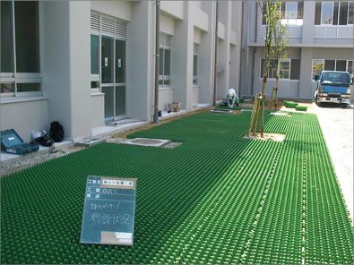 緑あふれる屋上で新しい校舎が輝いてみえます（２）