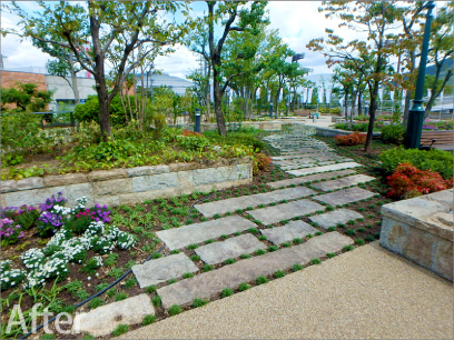 ぎふ清流文化プラザ屋上庭園 植栽工事