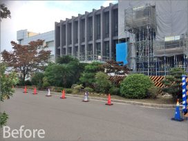 春日井市で新社屋の屋上緑化と外構植栽工事
