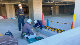 岐阜市新庁舎の立体駐車場 壁面緑化と花壇植栽工事