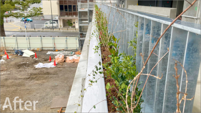 岐阜市新庁舎の立体駐車場 壁面緑化と花壇植栽工事