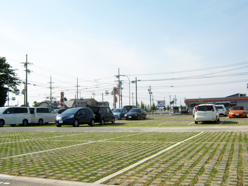 大型工場の既存駐車場を緑化ブロックへ