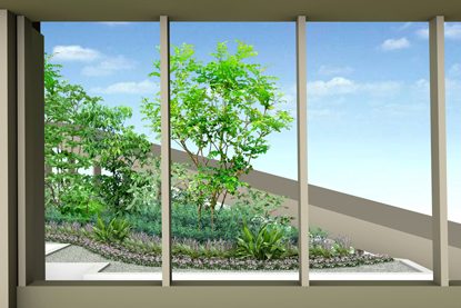 名古屋駅前ビジネスホテルの屋上緑化と外構緑化工事